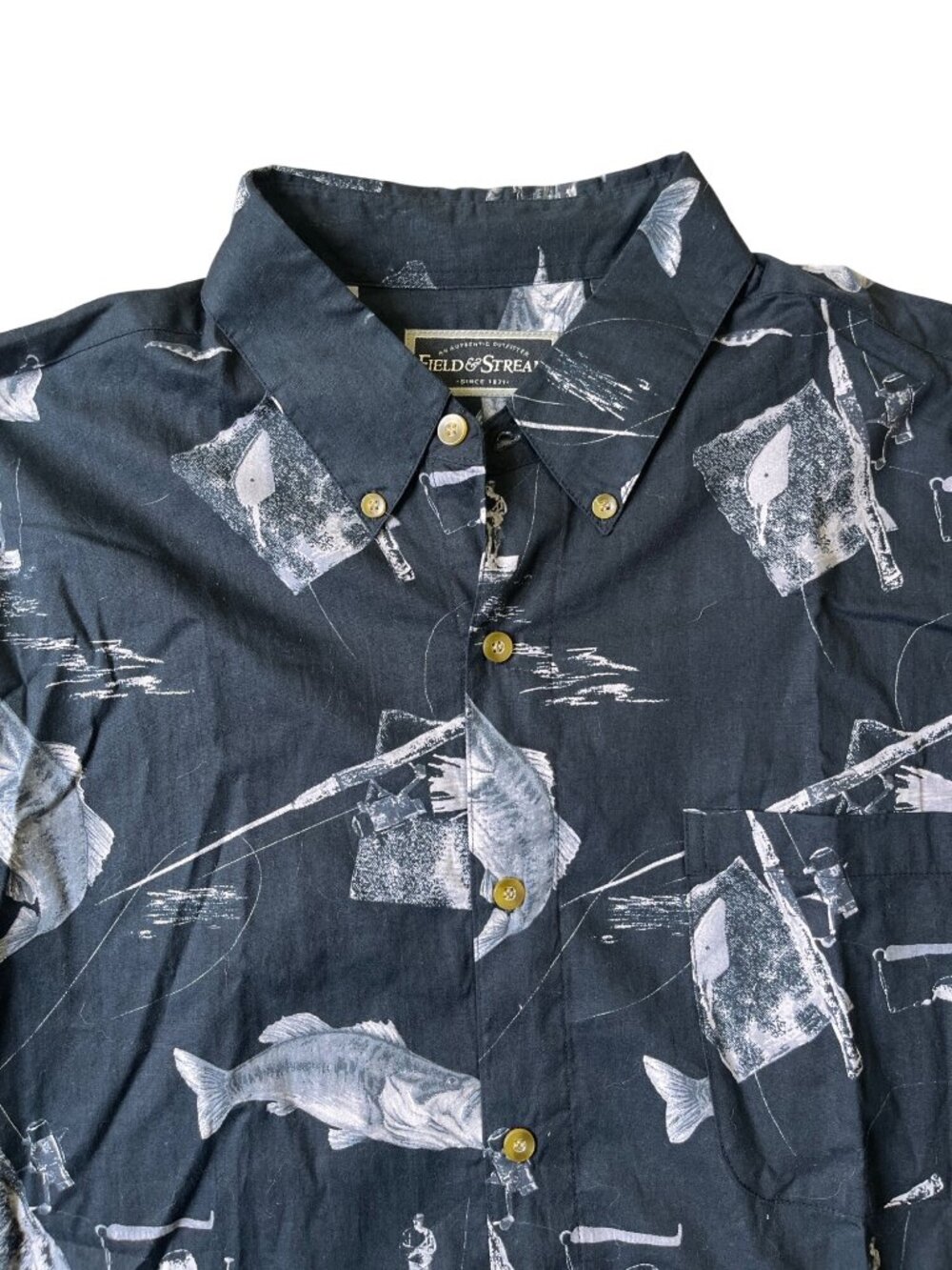 Field & Stream Long Sleeve Oxford Button Down Shirt Mens XL Black Gorpcore Dad